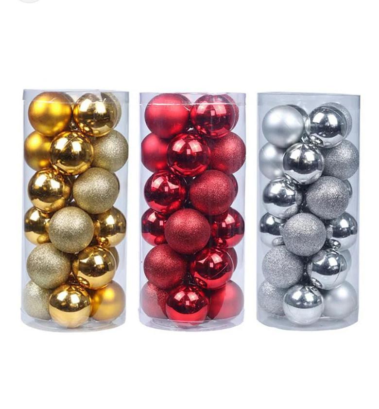 Christmas Tree Decoration. 6cm,20 pcs Christmas balls Silver, Red, orange image