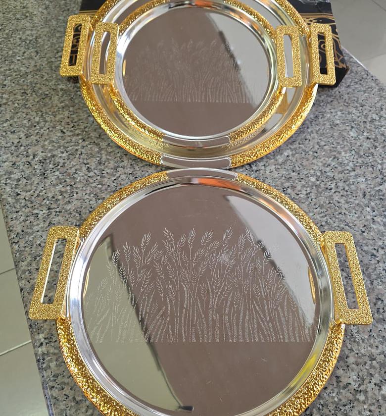  High quality 3pcs Customised stainless steel Trays with Gold Handles  image