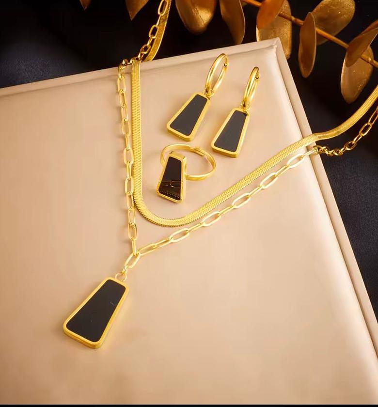 Midnight Onyx Geometric Jewelry Set image