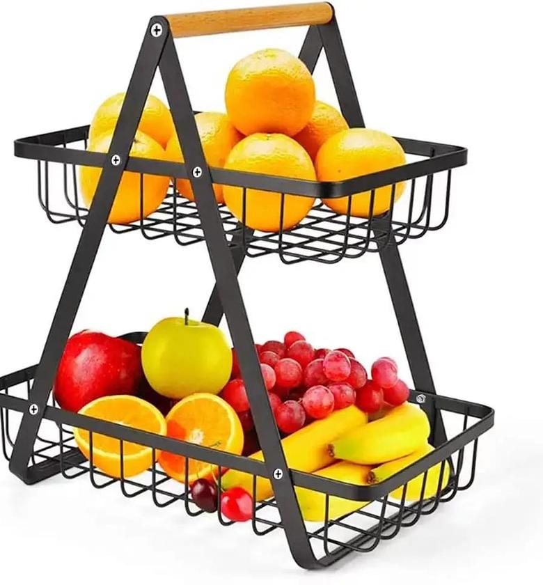 2 Layer Metallic Fruit Rack /Versatile Storage Rack image