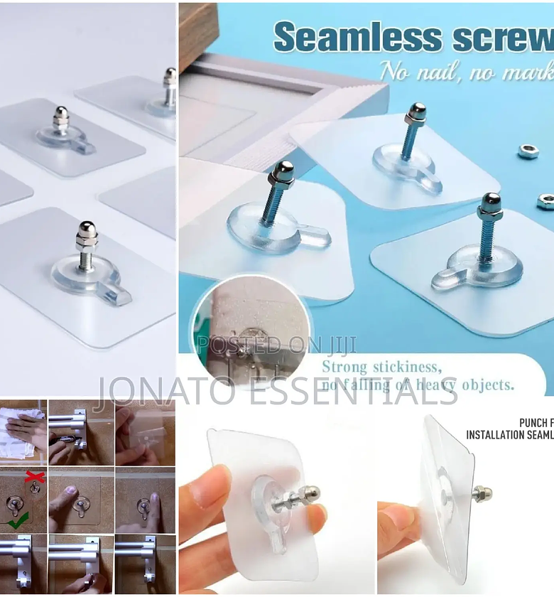10pc Seamless Adhesive Screw Hooks image