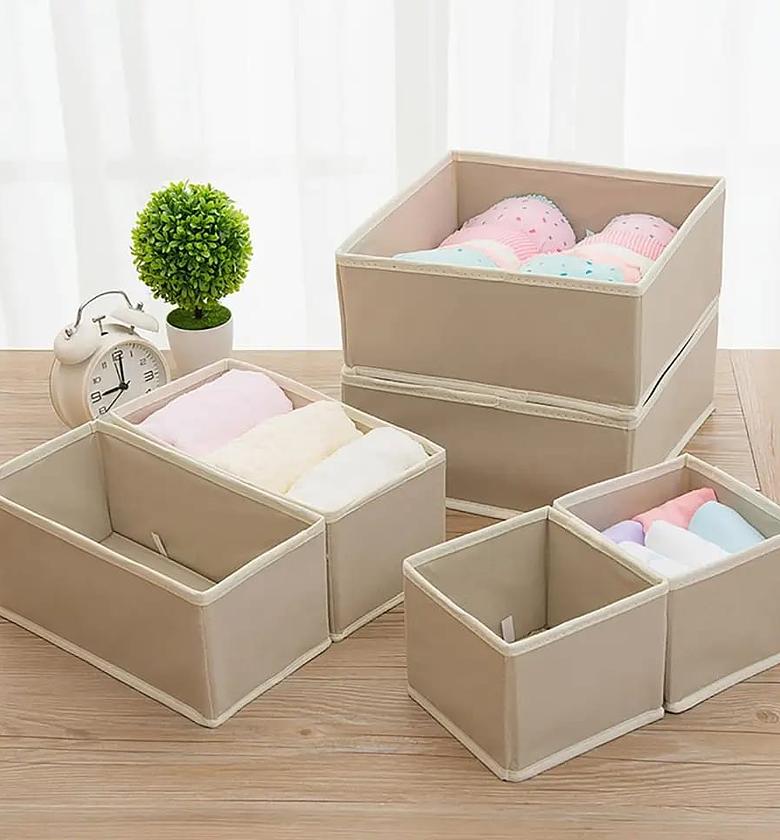 6pcs/1set Underwear Storage Box Foldable Non-woven Storage Box  image