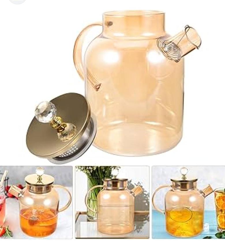Chapin 1800ml Golden Glass Pitcher Tea Pot with a spring sieve image