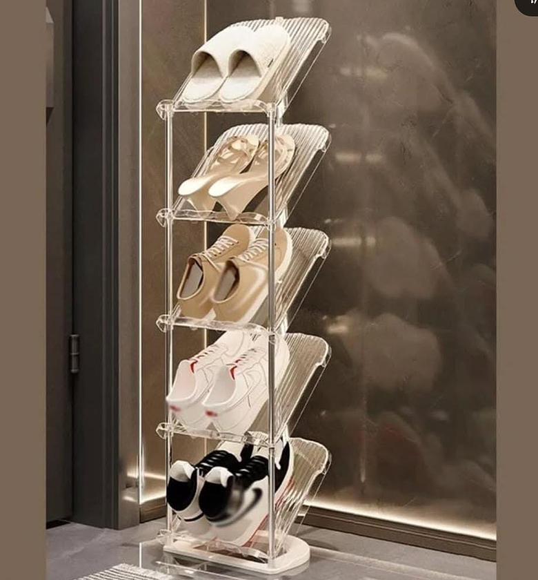 5 layer acrylic entryway shoe rack. image