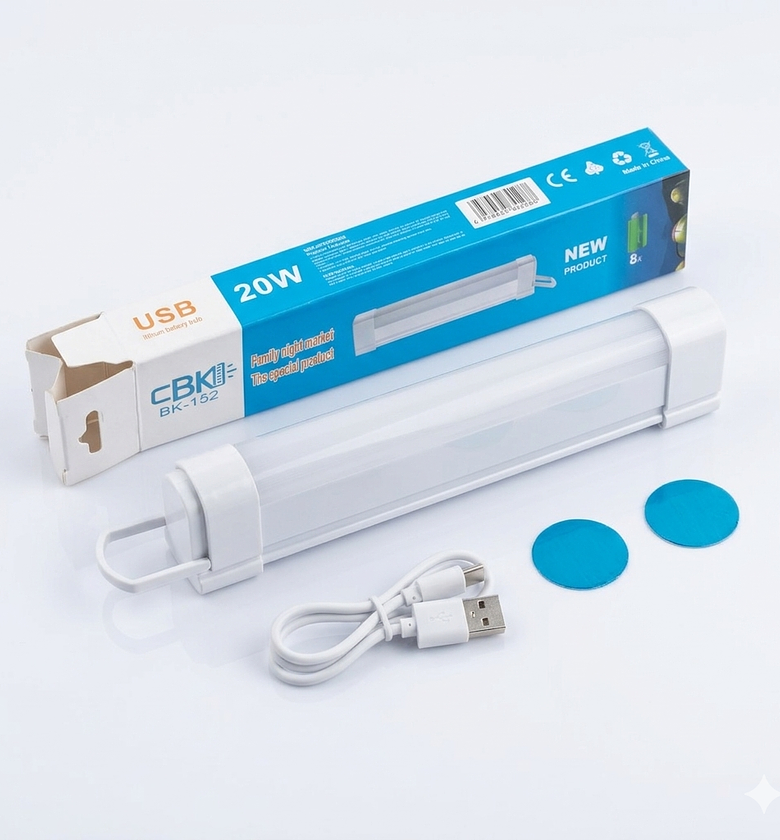 15cm 20W Rechargeable LED Emergency Tube Light BK-152 - High Brightness USB Charging Portable Magnetic Lamp for Home & Business image