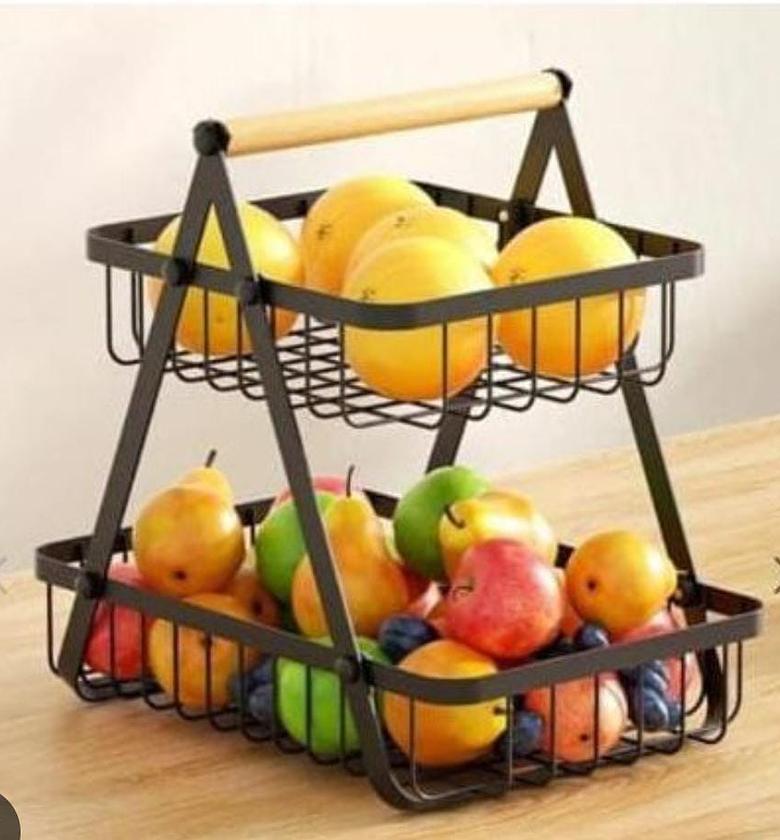 Fruit basket 2 layer metallic mesh image