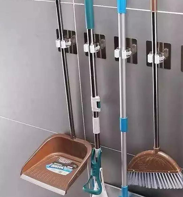 4 Pieces Mop Holder, Wall Mounted Mop Holder image