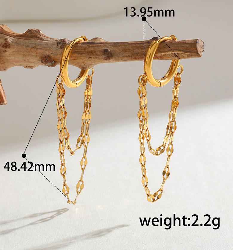 Steel Double Layer Casual Retro Style Stud Earrings image