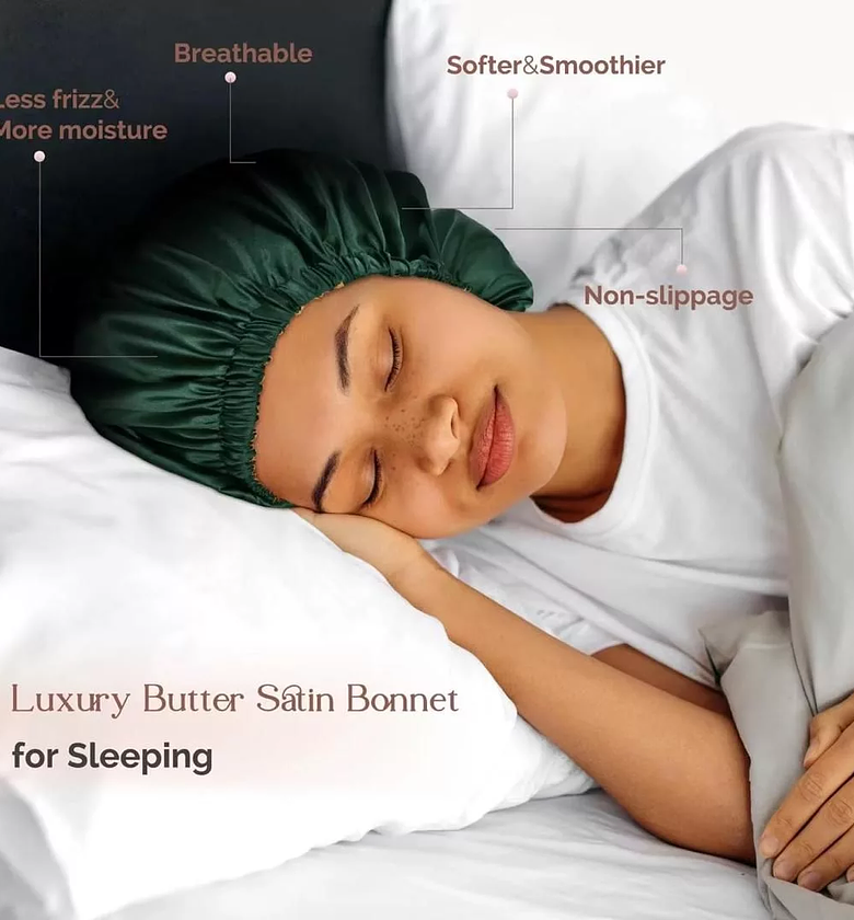 sleeping satin hair bonnet image