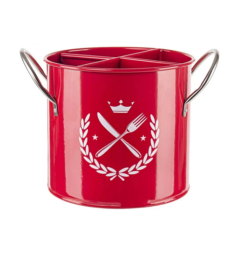 Partitioned Alloy Cutlery Holder – With Drainage image