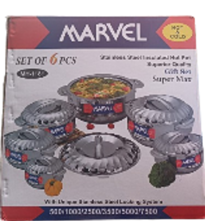 Marvel Hotpot Set Of 6. 6pcs Stainless Steel Premium Heavy Gauge Insulated Casserole Hotpots image