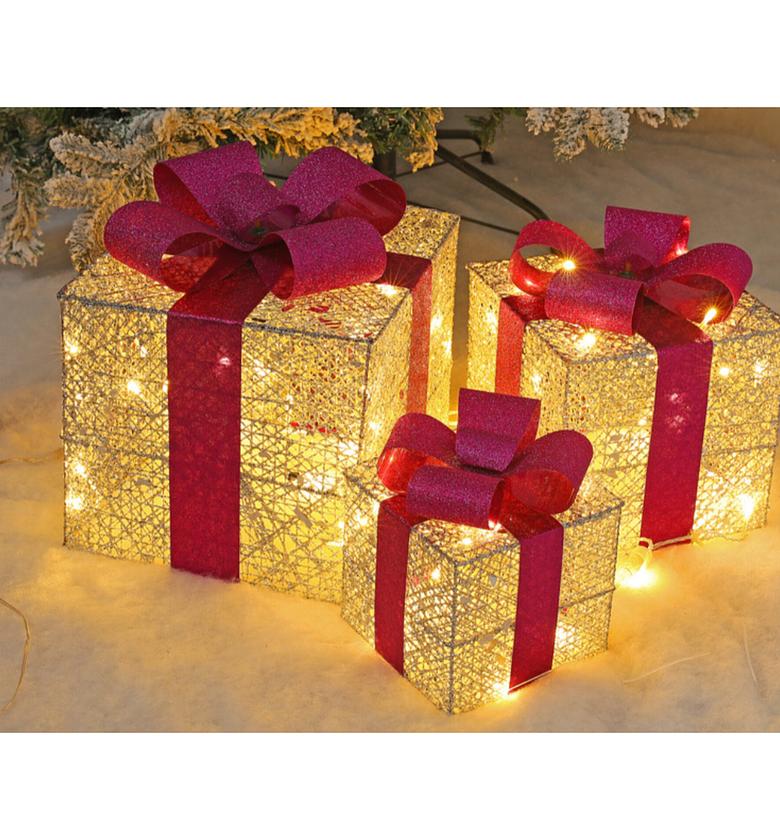 3-Piece Lighted Decorative Christmas Gift Box Set image