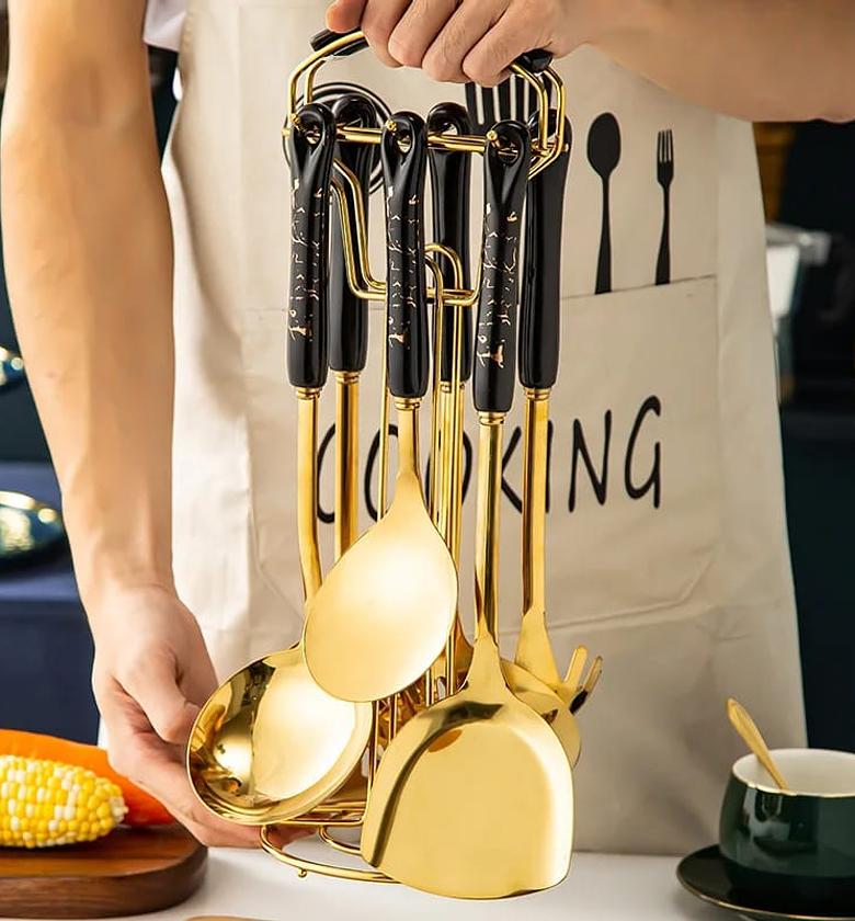 7pc stainless steel spatula soup spoon  image