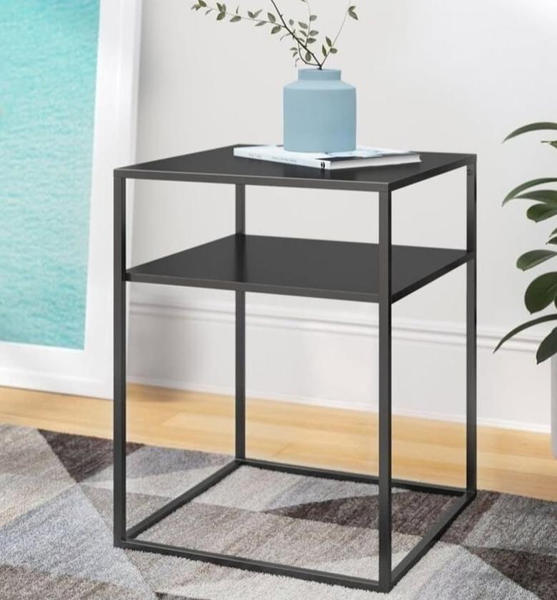 Two-Layer Metallic Side Table – Black image