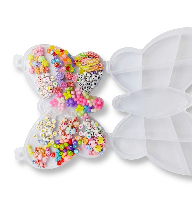 DIY Jewelry Making Bead Kit with Butterfly Organizer Case, Alphabet Letters & Charms for Bracelets - Best Craft Gift image