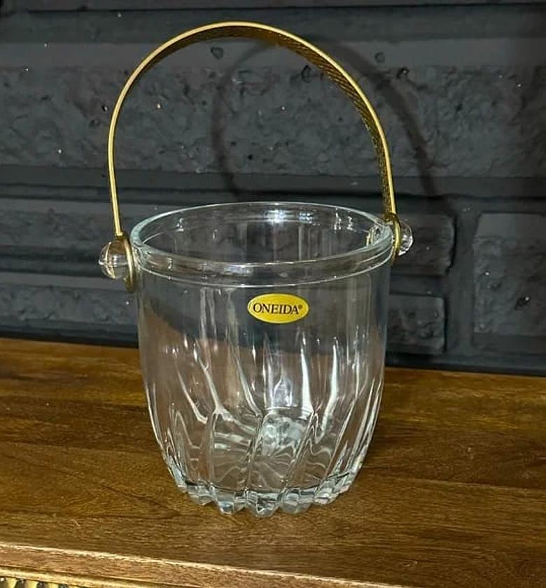 Glass  ice bucket steel tong1000ml image
