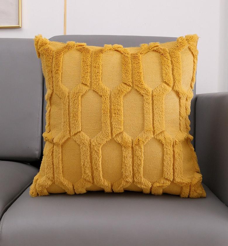 Soft Solid Fluffy Cushion Cover  Geometric Pattern Home Decoration Pillow Cover image