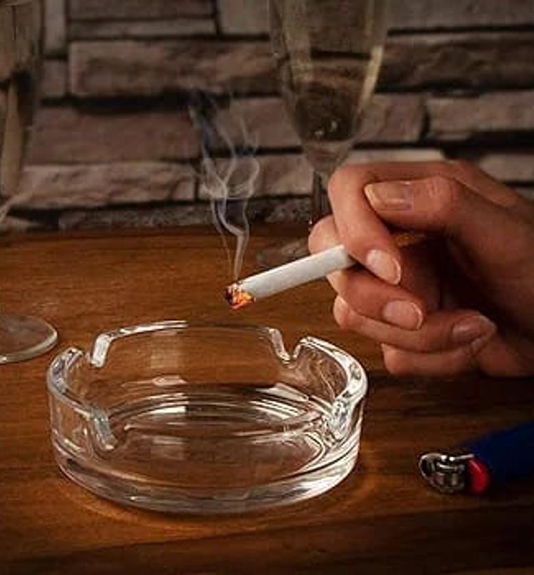 Glass Cigarette Ashtray for Home, Office, Bars. Heavy Duty image