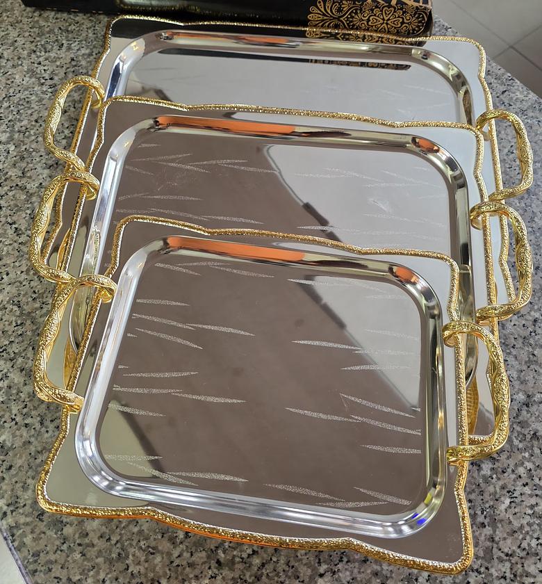 Luxury Mirrored Serving & Décor Tray Set – 3 Piece image