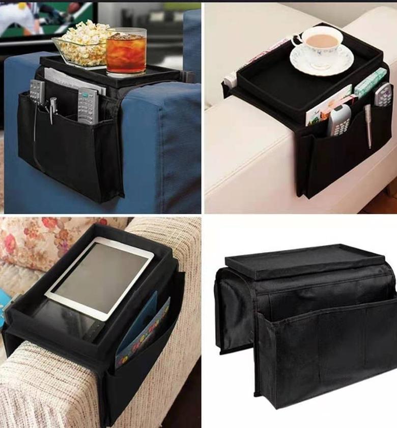 Sofa Armrest Organizer With Tray – 6 Pockets image