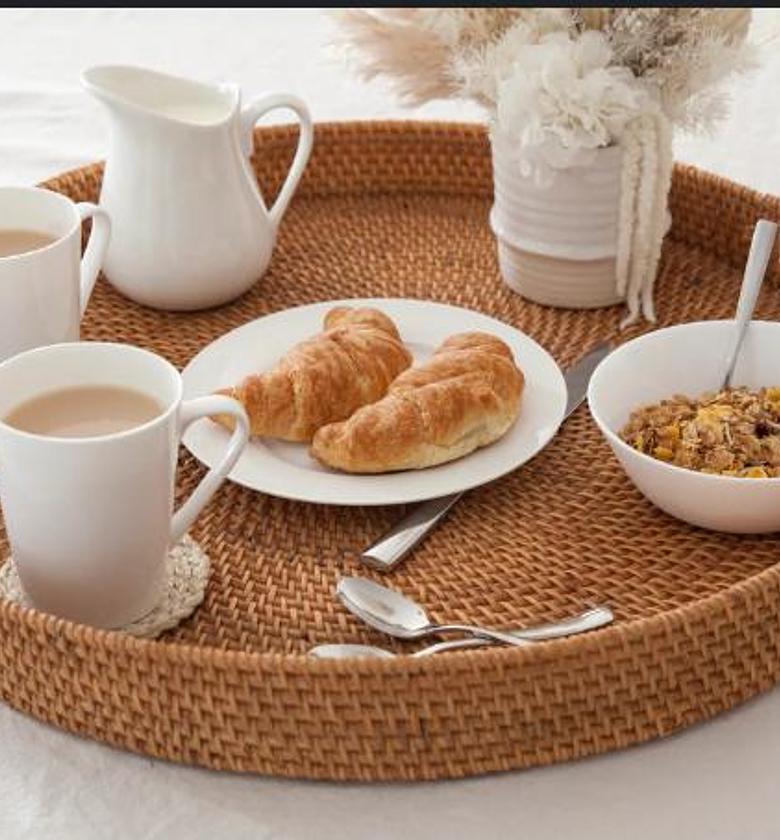 Round rattan tray image