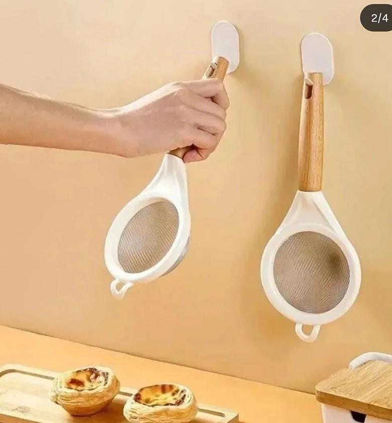 Wooden handle stainless steel fine mesh sieve/strainer image