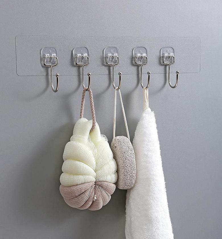 5-in-1 Strong Adhesive Transparent Wall Hooks image