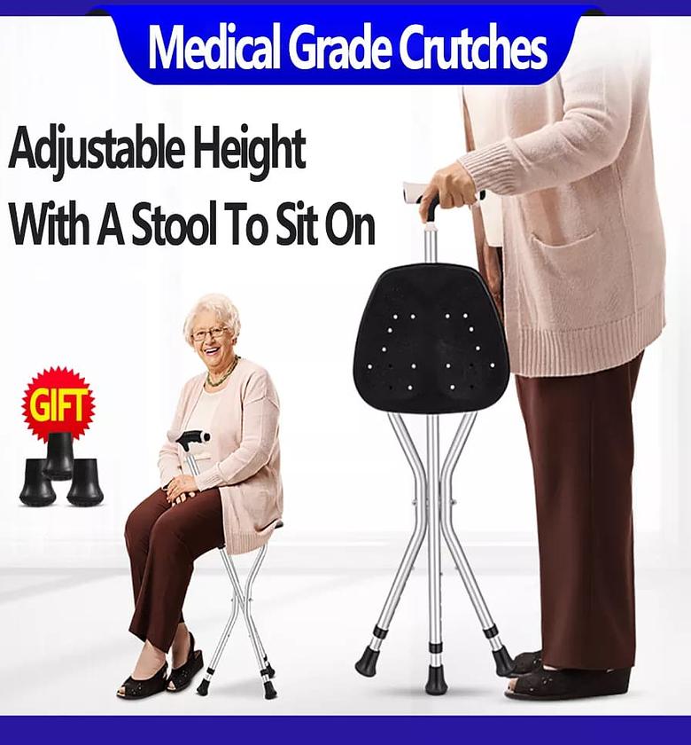 2-in-1 Folding Walking Stick Seat – Lightweight Strong image