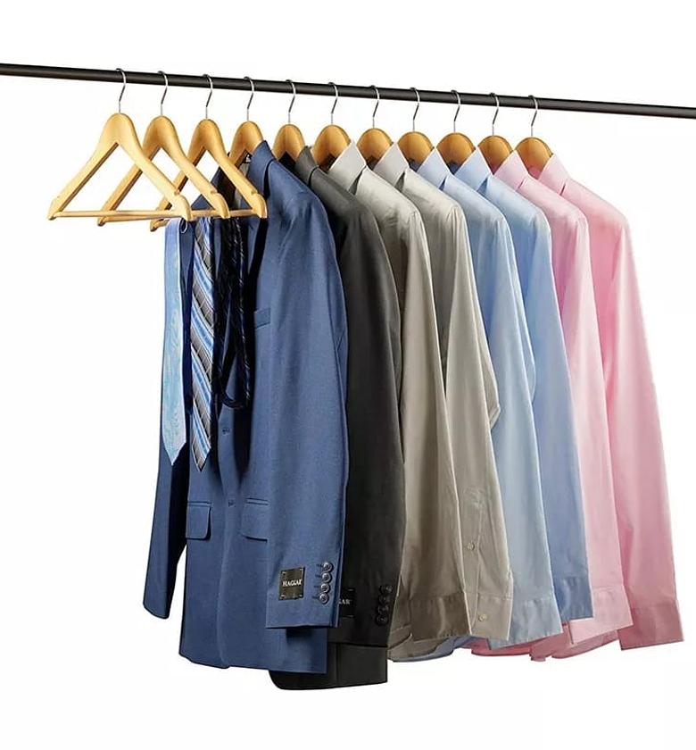 10 Pc Wooden Clothes Hangers, Ideal for Wardrobes Shops image