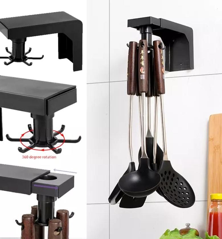 360° Rotating Kitchen Utensil Hooks Hanger image