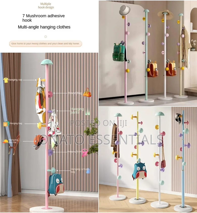 7-Hook Rotating Mushroom Clothes Bag Stand image