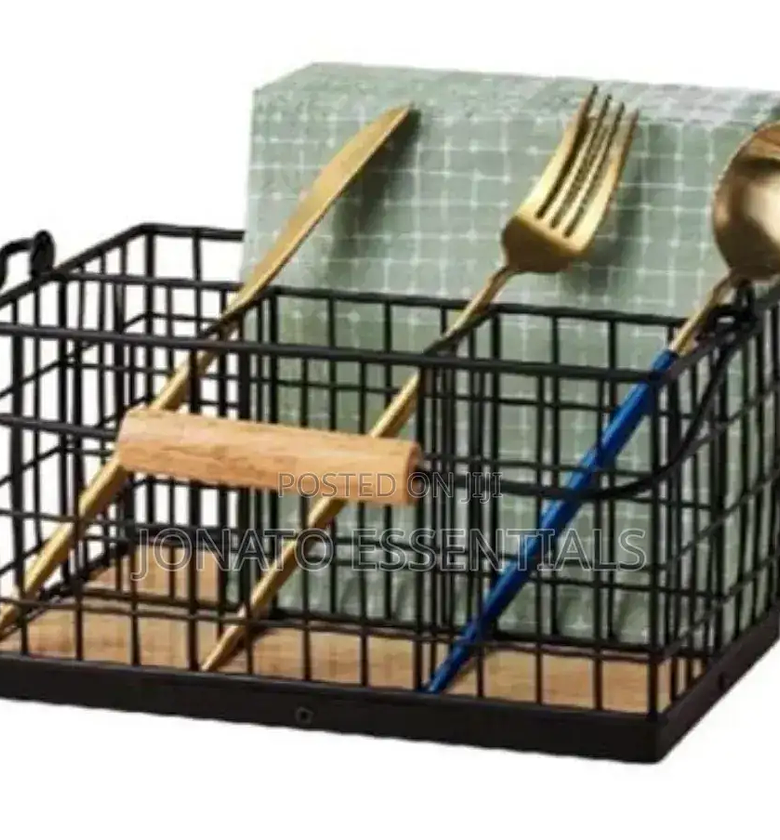 Metal Cutlery Napkin Holder Organizer With Handle image