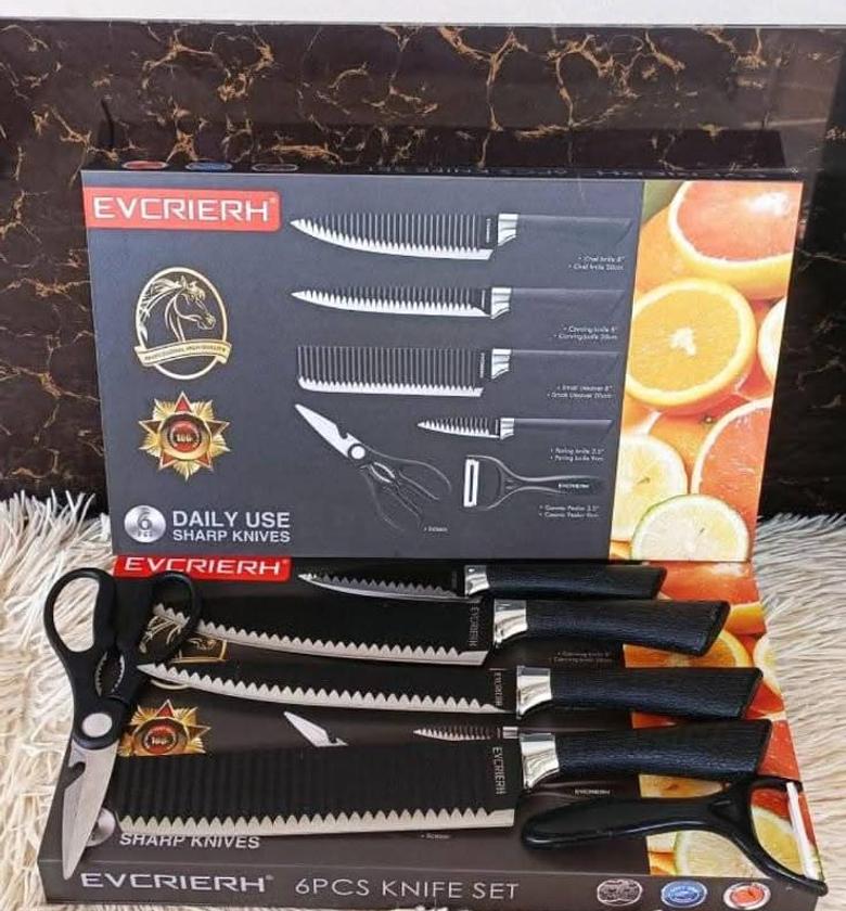 6pcs Non-stick Corrugated Kitchen Knife Set image