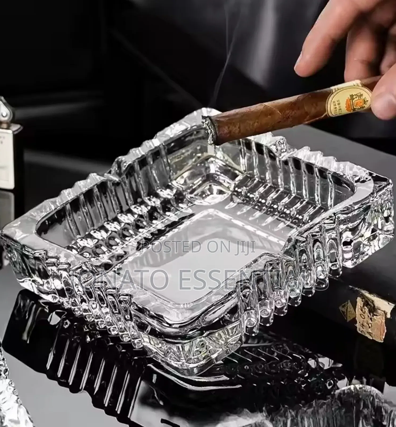 Crystal Glass Cigar Ashtray, Cigarette Ash Tray image