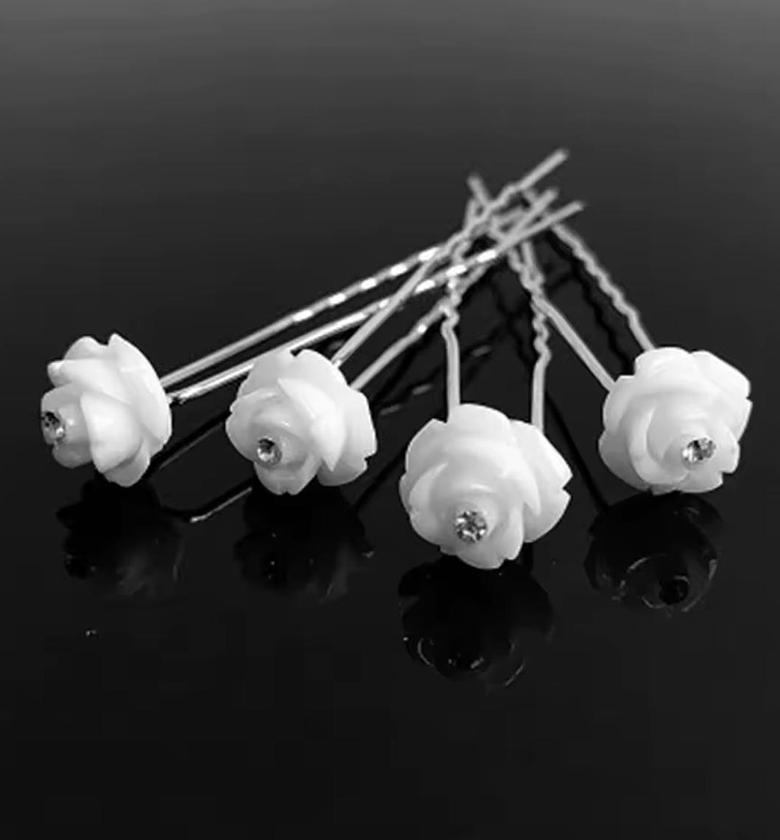Porcelain Bloom Rose Hair Pins image