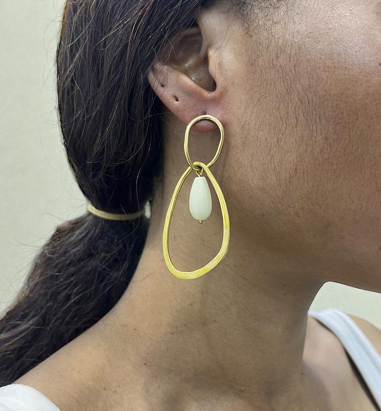 Stylish drop Brass Earrings image