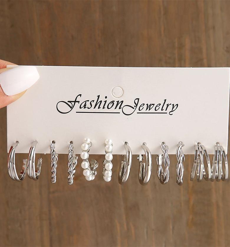 The Modern Silver-Tone Hoop & Texture Earring Collection image