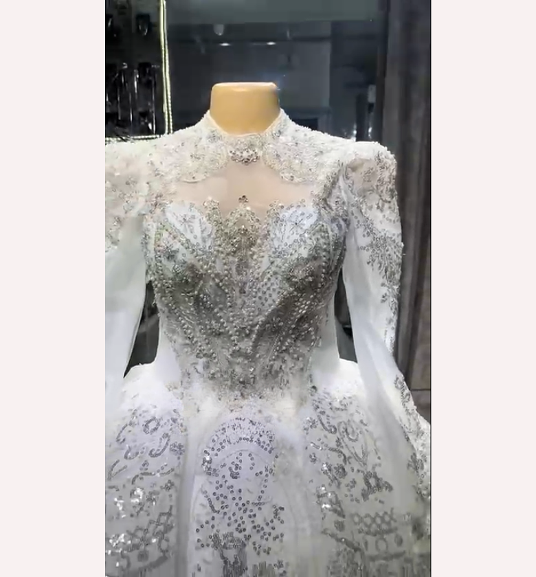 The Lumina Crystal High-Neck Bridal Gown - FRO HIRE OR BUY image