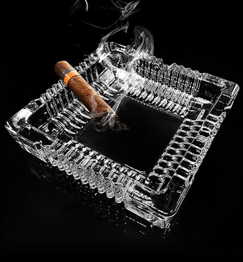 Crystal Glass Cigar Ashtray, Cigarette Ash Tray image