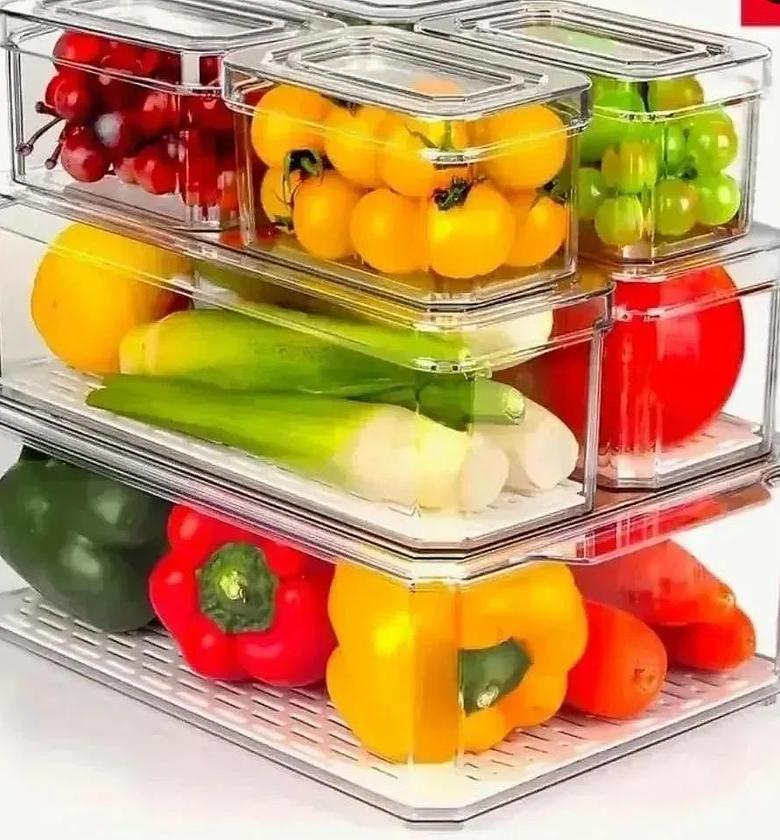 7 pcs BPA-Free Stackable acrylic Fridge Organizer with Lids image