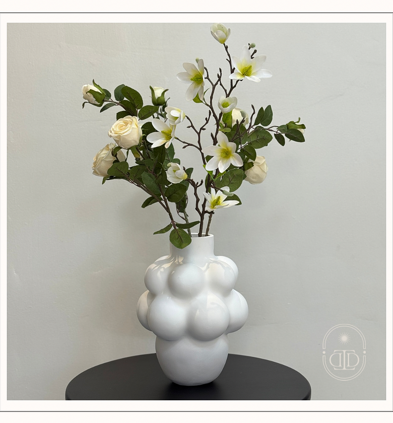 Cloud white matte flower vase. image