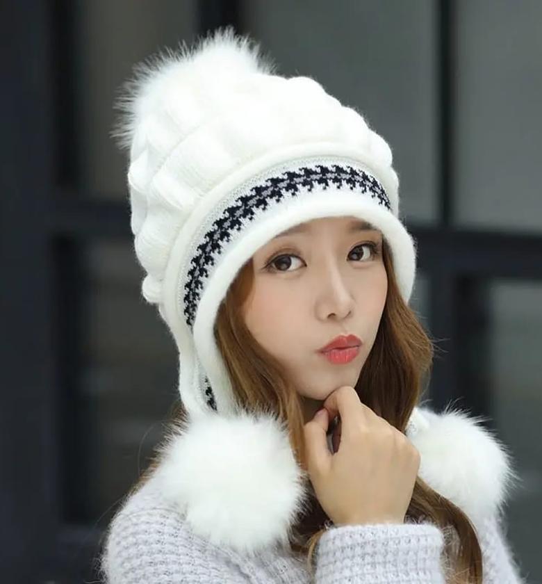 Women's Fleece-Lined and Thickened KnitPullover Hat  image