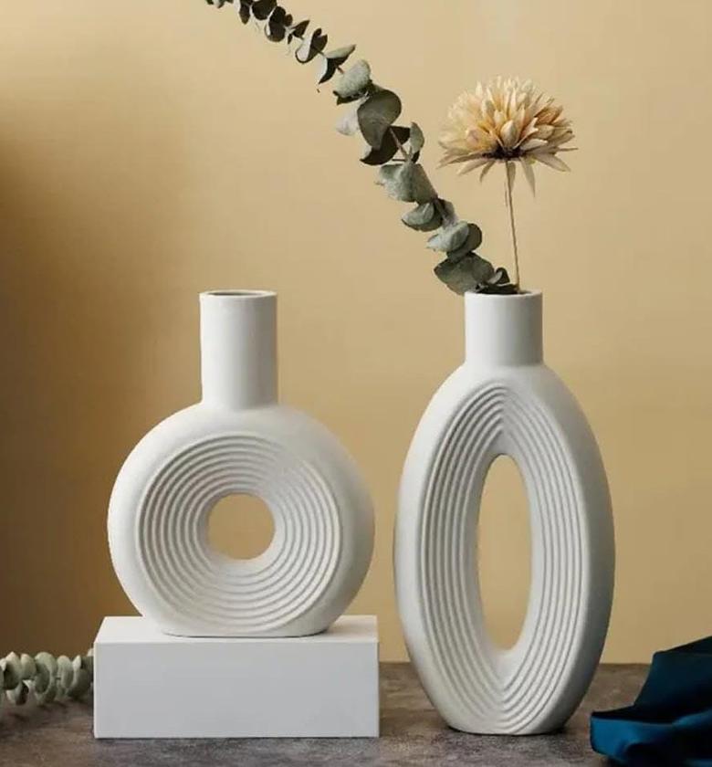 2pc ceramic decorative vases. image