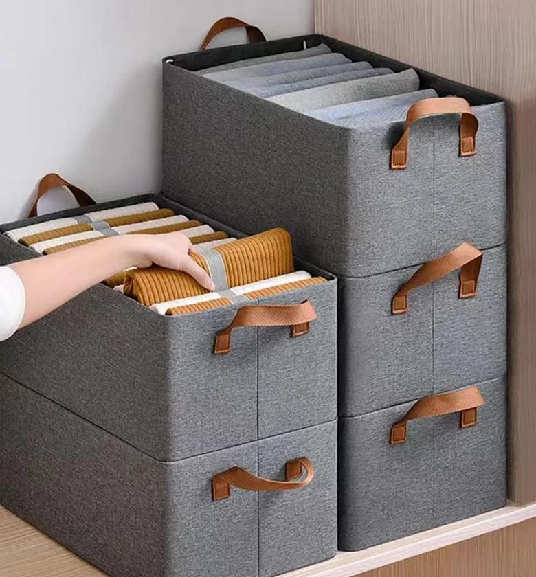 Foldable Fabric Wardrobe Storage Organizer with Reinforced Handles image