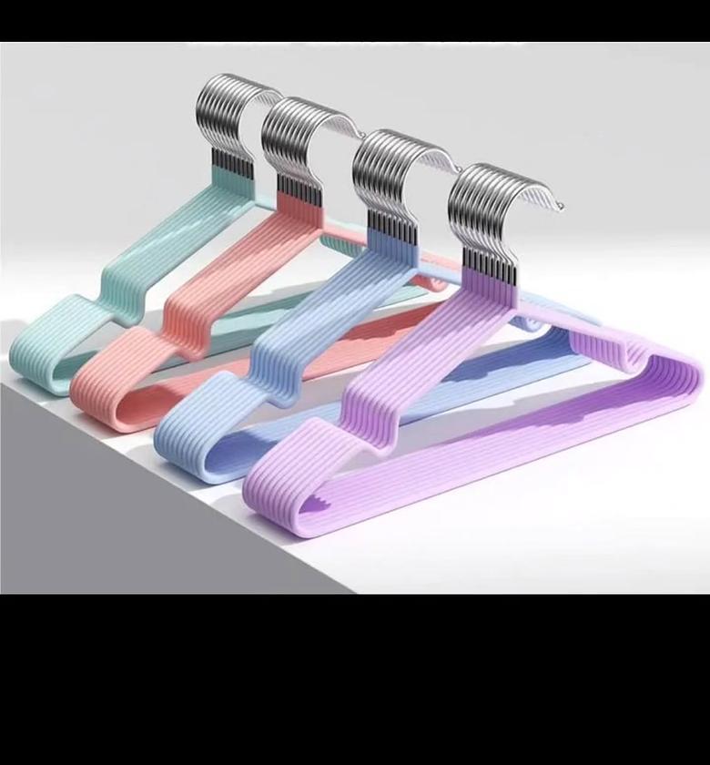 10pc set PVC Coated metallic cloth hangers image