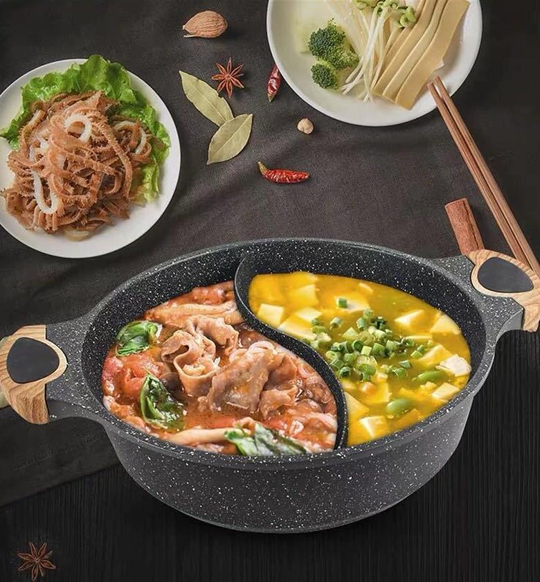 SWOK granite partitioned cooking pot single 28cm casserole image