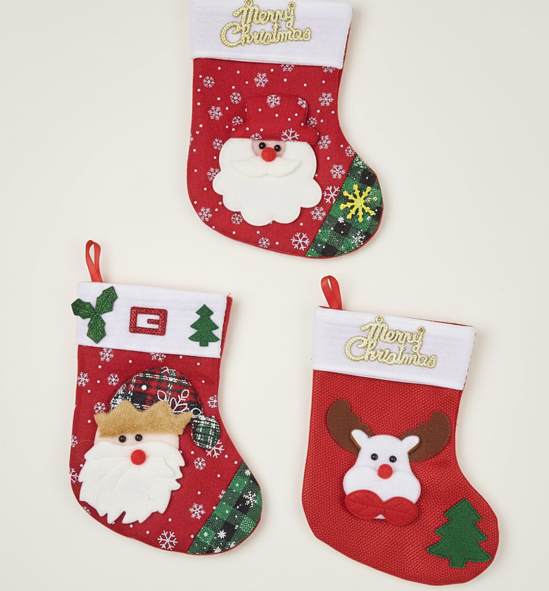 Festive Christmas Stockings: Santa, Reindeer & Snowman Decorations image