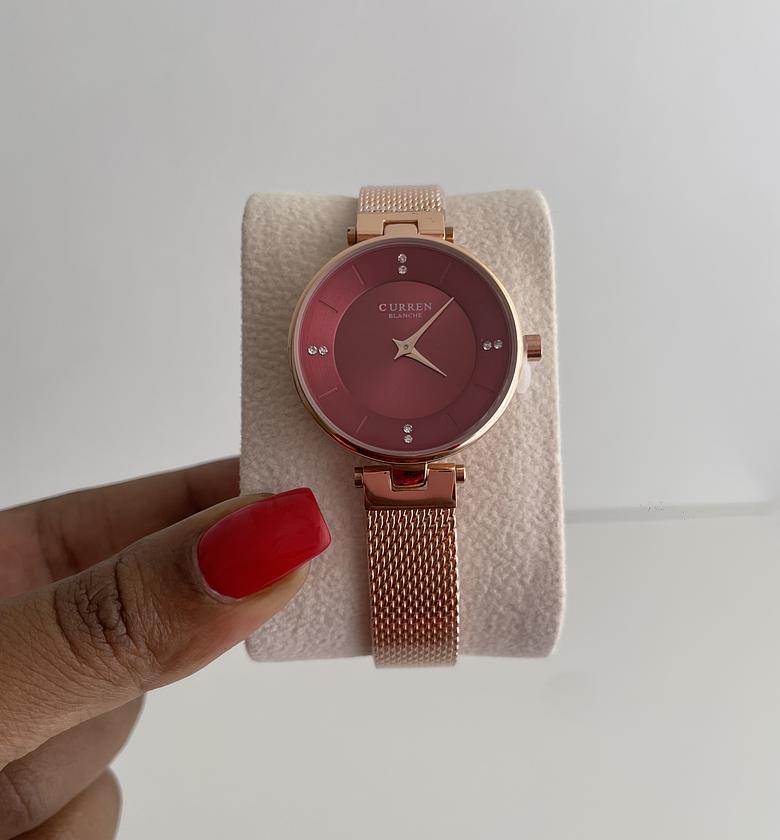 Curren Watch (Berry Red Face/ Mesh Straps) image