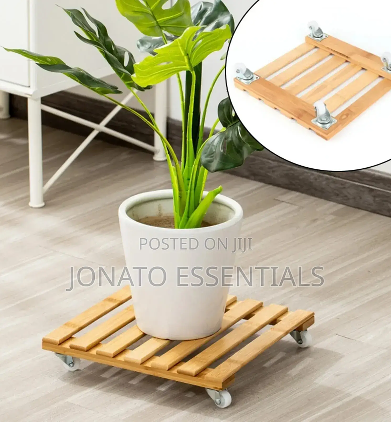 Wooden Plant Roller Base Stand, image