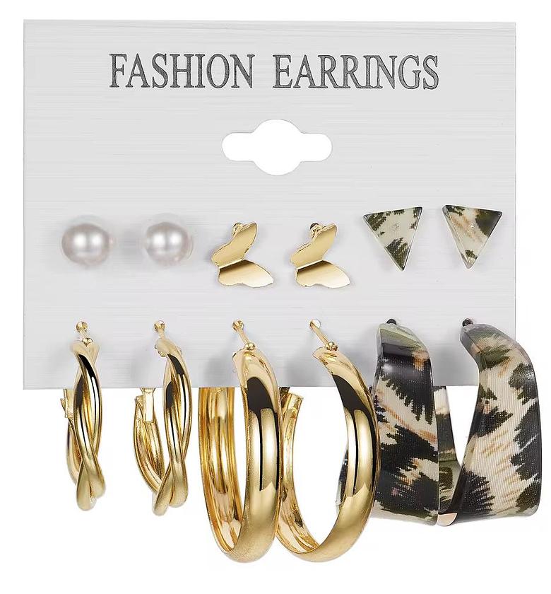 The Mixed Gold-Tone & Print Hoop Earring Collection image